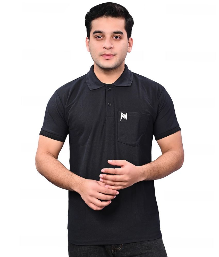     			NEOCARDIN Pack of 1 Polyester Regular Fit Solid Half Sleeves Men's Polo T Shirt ( Black )