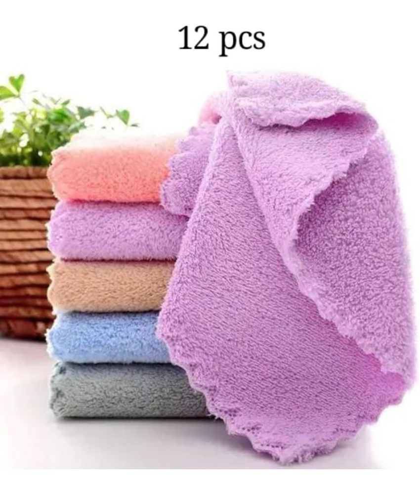     			Suraj Enterprise Pack of 10 Microfibre 250-300 -GSM Hand Towel ( Multicolor )