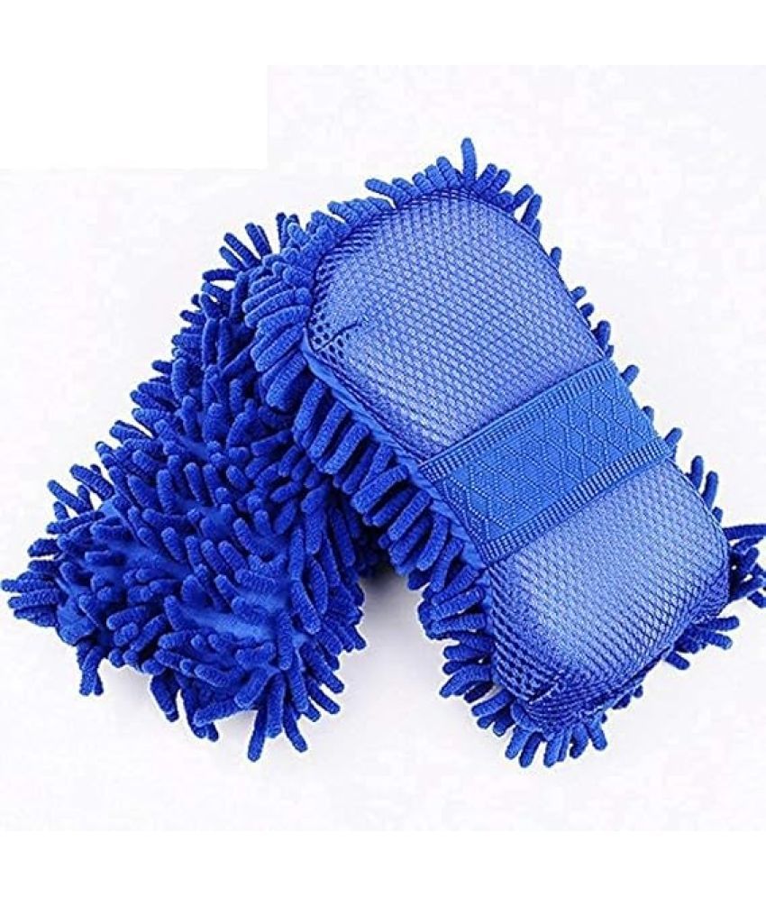     			Car Washing Sponge With Microfiber Washer Towel Duster For Cleaning Car. Bike Vehicle (Assorted ) (1)