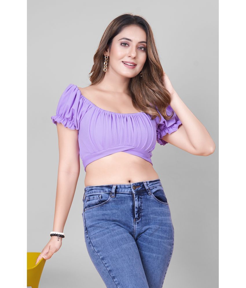     			KAHARA Purple Polyester Women's Crop Top ( Pack of 1 )