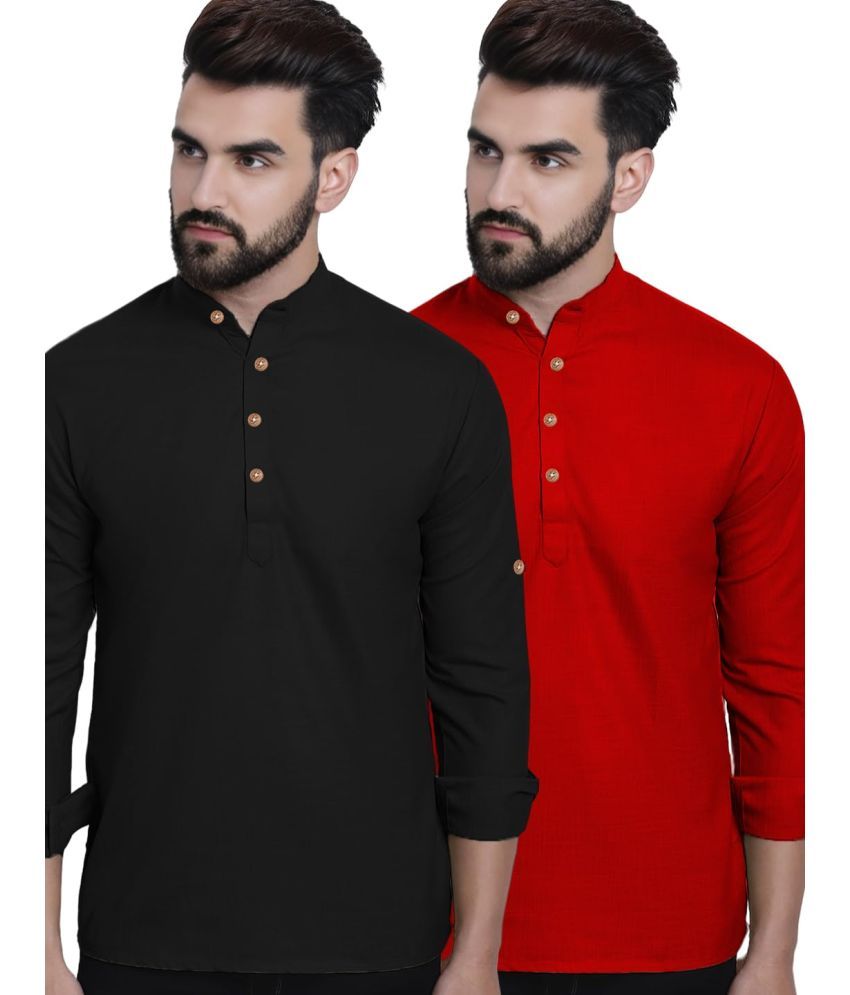     			Vida Loca Red Cotton Men's Shirt Style Kurta ( Pack of 2 )