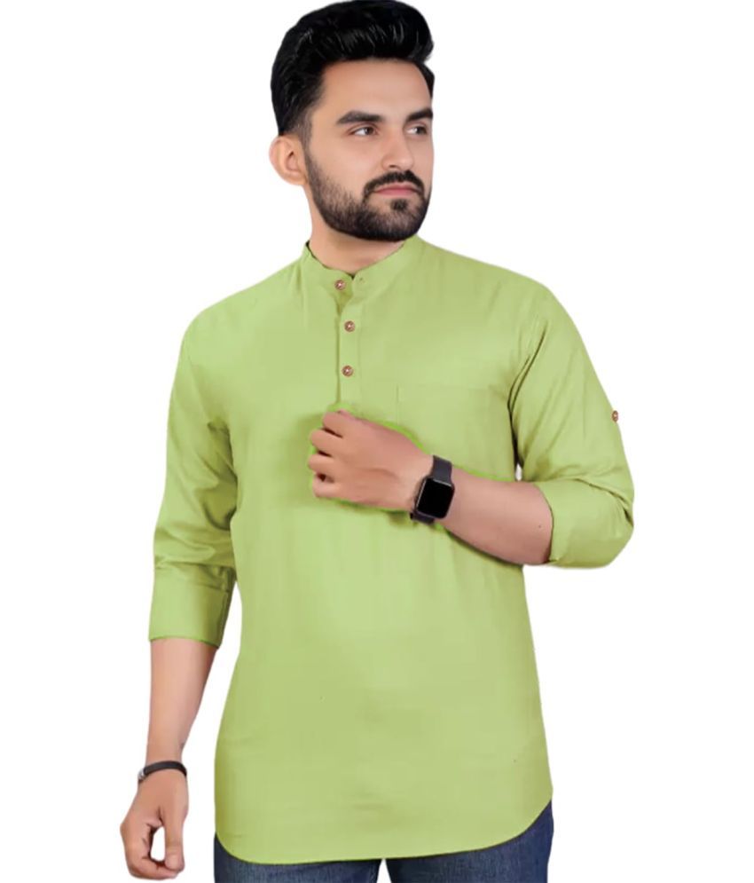     			Vida Loca Sea Green Cotton Men's Shirt Style Kurta ( Pack of 1 )