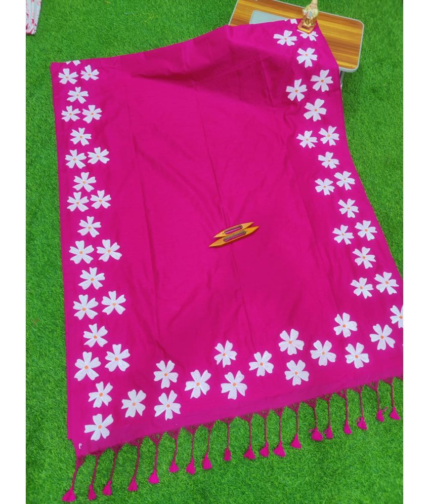     			SARADA HANDLOOM Cotton Printed Saree With Blouse Piece ( Pink , Pack of 1 )