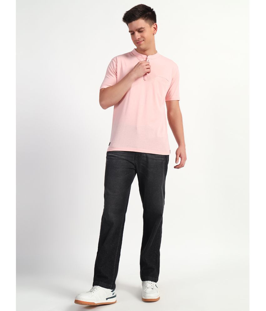     			UNIBERRY Cotton Regular Fit Solid Half Sleeves Men's Mandarin Collar T-Shirt - Pink ( Pack of 1 )