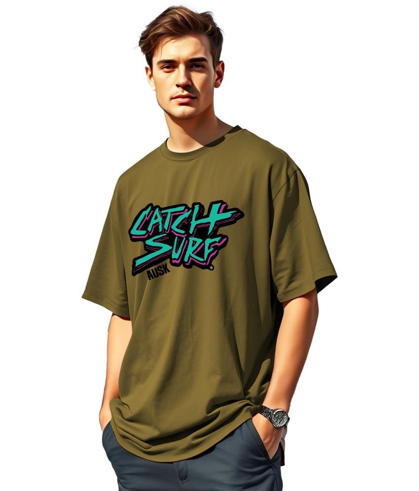     			AOOSH Cotton Oversized Fit Printed Half Sleeves Men's Round T-Shirt - Green ( Pack of 1 )