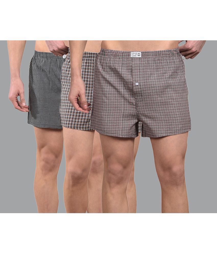     			Dollar Pack of 3 Cotton Boxers For Men's ( Assorted 9 )