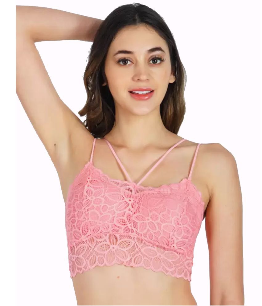     			Kamini Pack of 1 Lace Lightly Padded Bralette Bra For Women ( Pink )