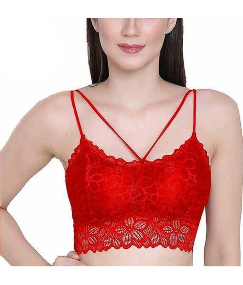     			Kamini Pack of 1 Lace Lightly Padded Bralette Bra For Women ( Red )