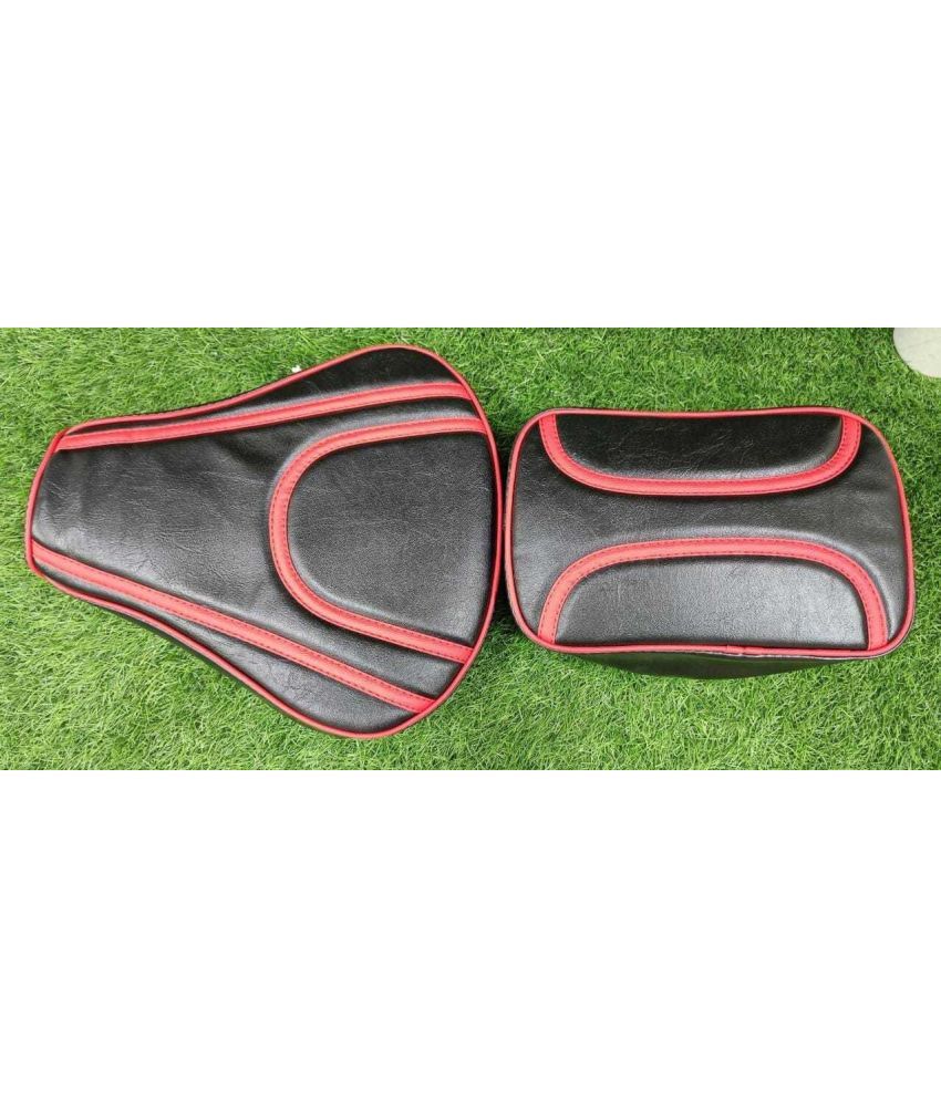     			Seat Cover Black & Red Royal Enfield Classic 350/500 Leatherette N Split Bike Seat Cover For Royal Enfield Classic Chrome ()