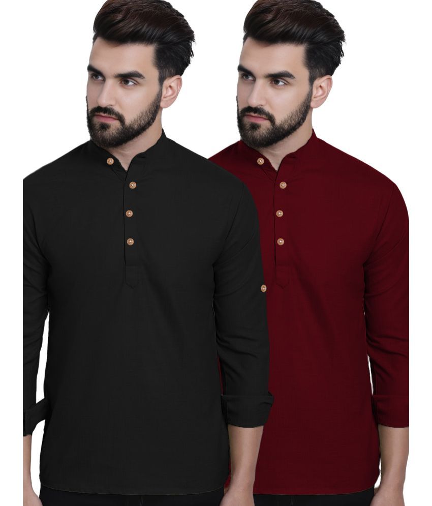     			Apektra Maroon Cotton Blend Men's Regular Kurta ( Pack of 2 )