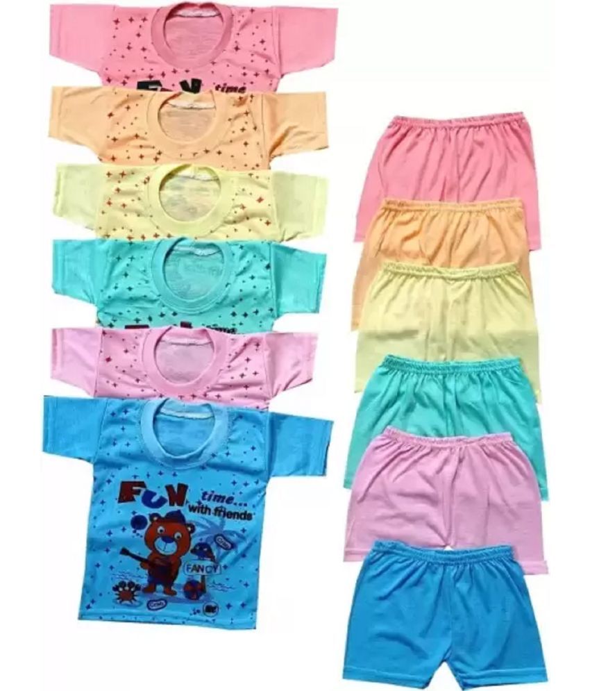     			Brotherstore Pack of 6 Unisex Cotton Blend T-Shirts & Shorts Set ( Multicolor 1 )