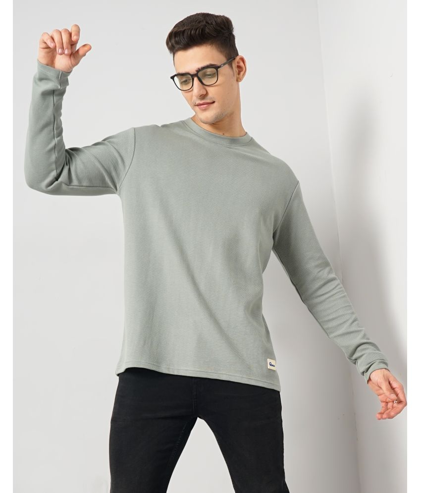     			GENOA 100% Cotton Oversized Fit Self Design Full Sleeves Men's Round T-Shirt - Grey ( Pack of 1 )