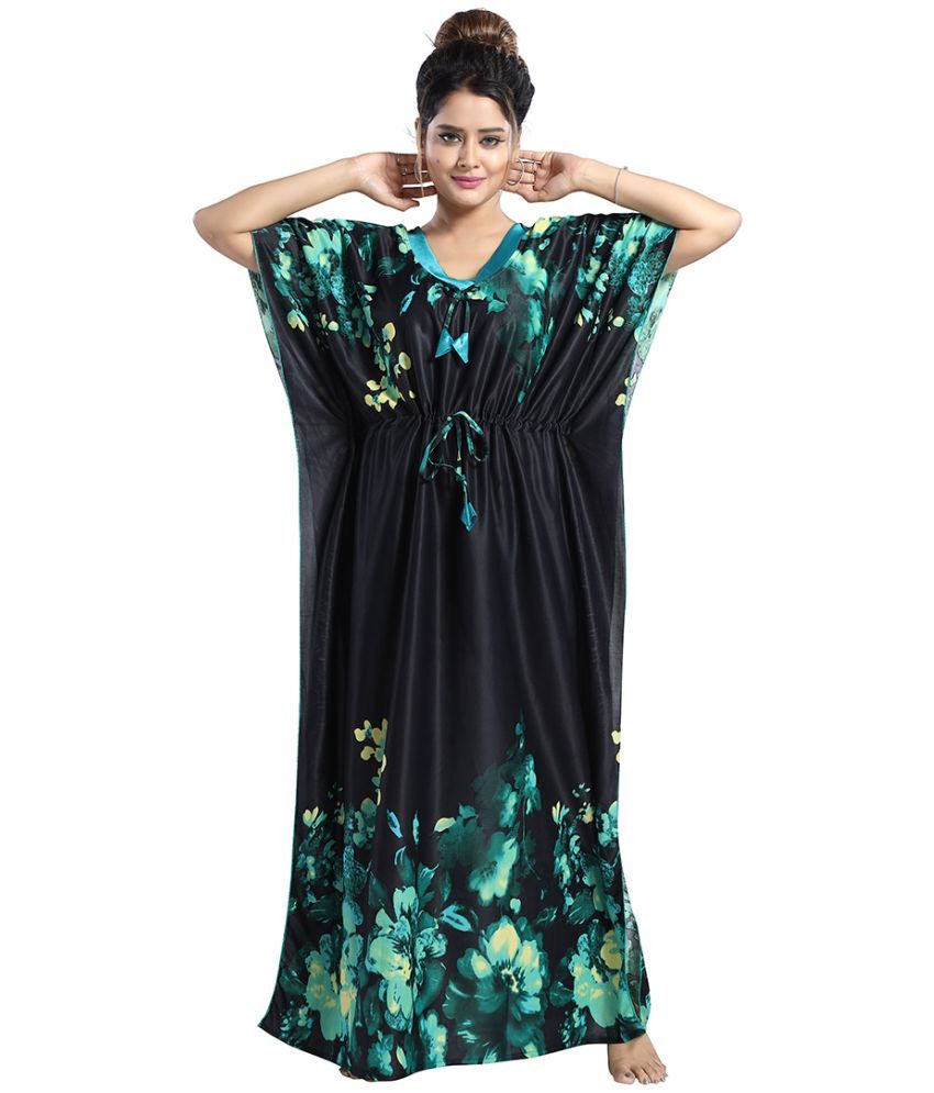     			Gutthi Green Satin Women's Nightwear Nighty & Night Gowns ( Pack of 1 )