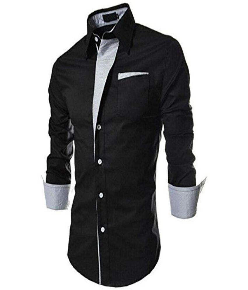     			JEEVAAN - THE PERFECT FASHION 100% Cotton Regular Fit Solids Full Sleeves Men's Casual Shirt - Black ( Pack of 1 )