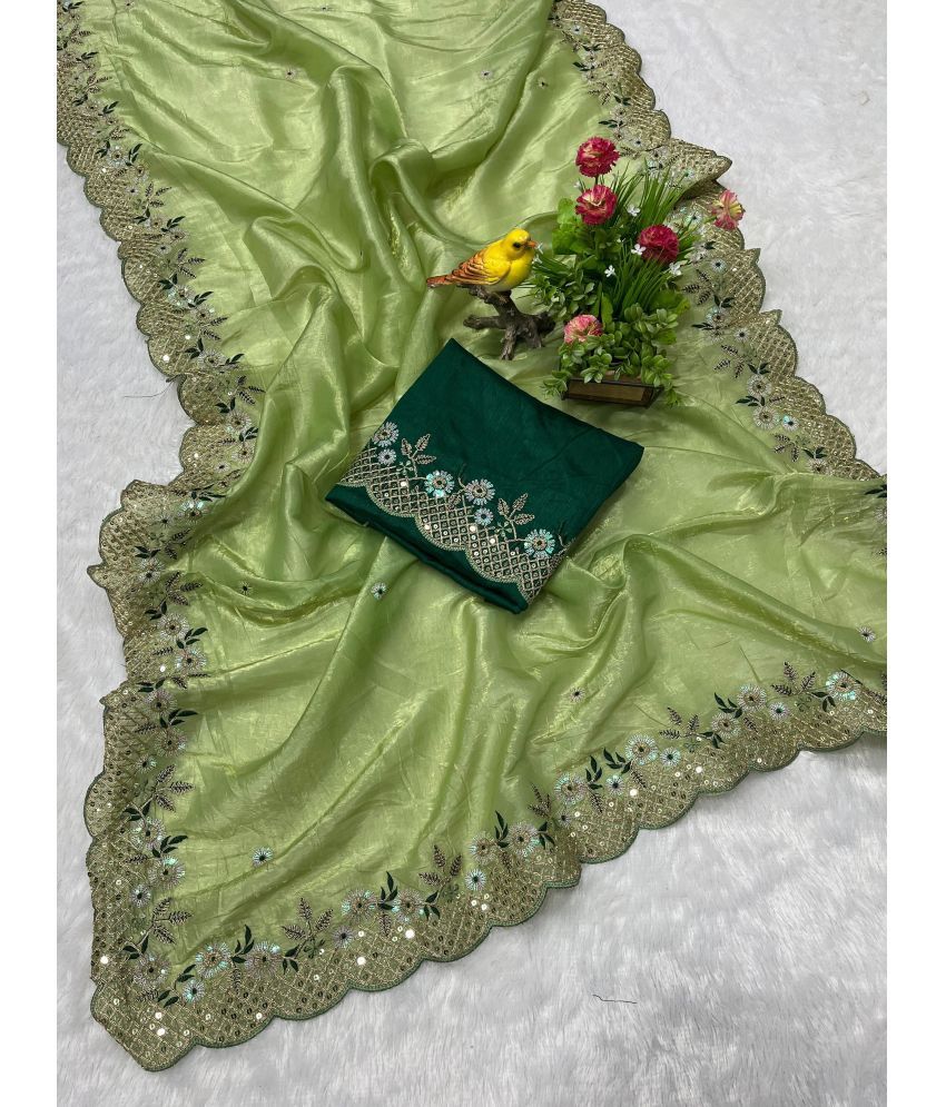     			Nayanthara Trends Polyester Embellished Saree With Blouse Piece ( Green , Pack of 1 )