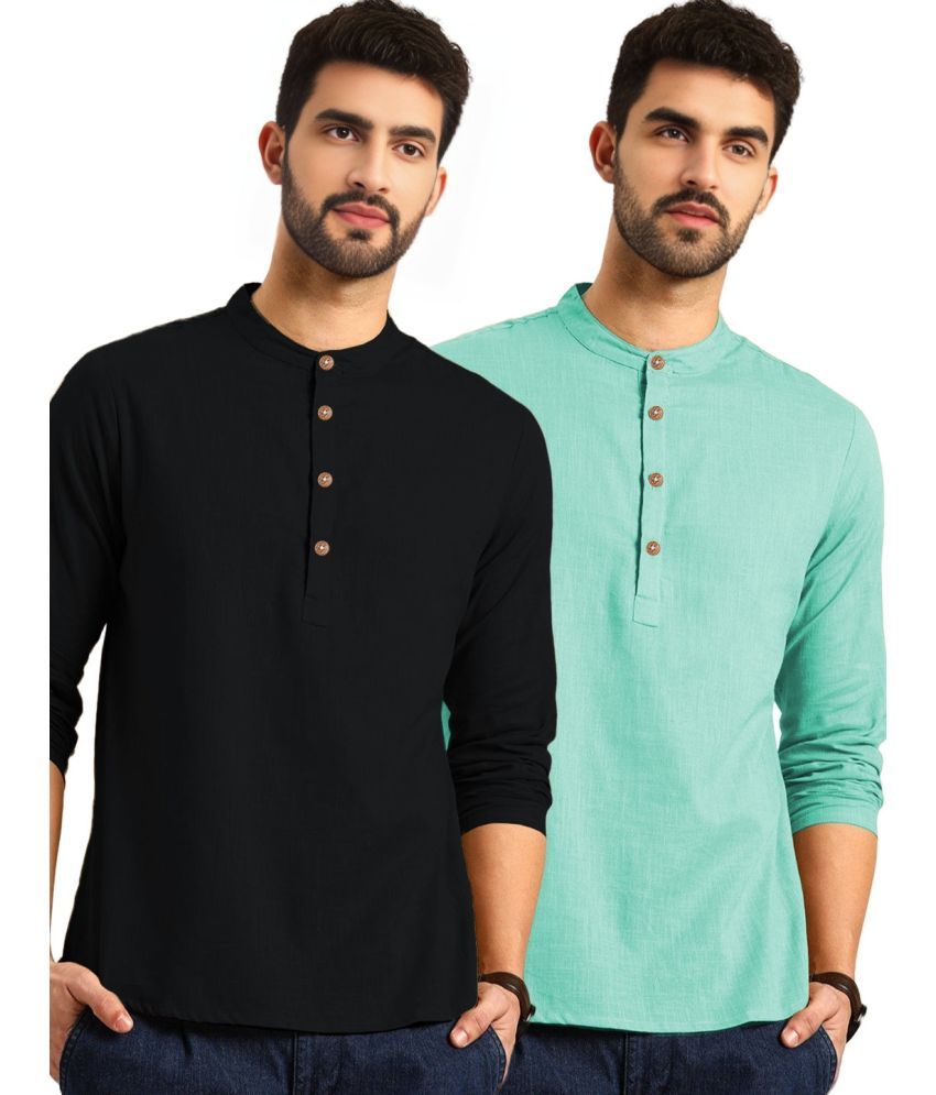     			TrendiVastra Silver Cotton Blend Men's Regular Kurta ( Pack of 2 )