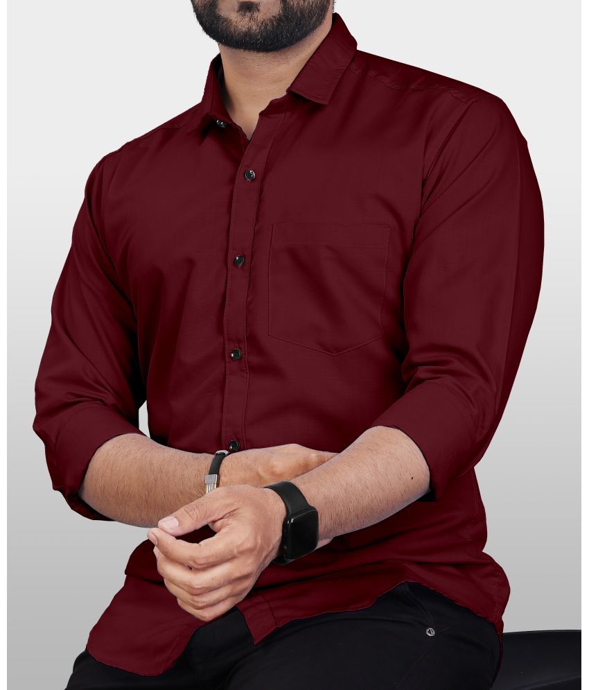     			rexan Cotton Blend Regular Fit Full Sleeves Men's Formal Shirt - Maroon ( Pack of 1 )