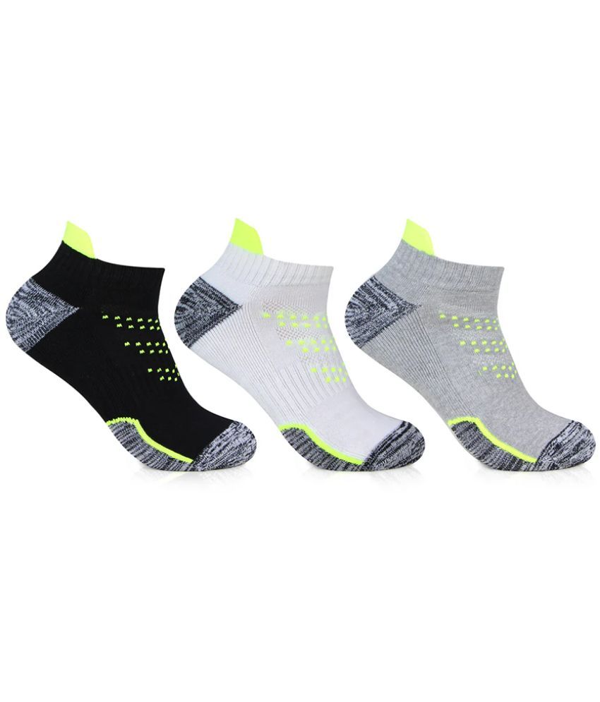     			Bonjour Retail Pack of 3 Men's Cotton Blend Ankle Length Socks ( Multicolor )