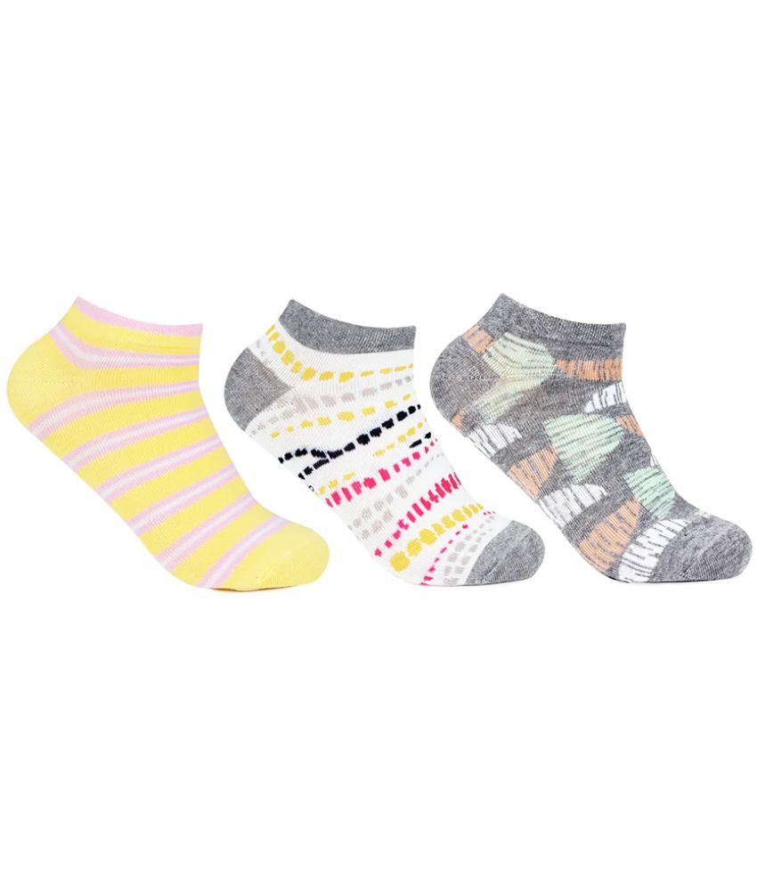     			Bonjour Retail Pack of 3 Women's Cotton Blend Ankle Length Socks ( Multicolor )