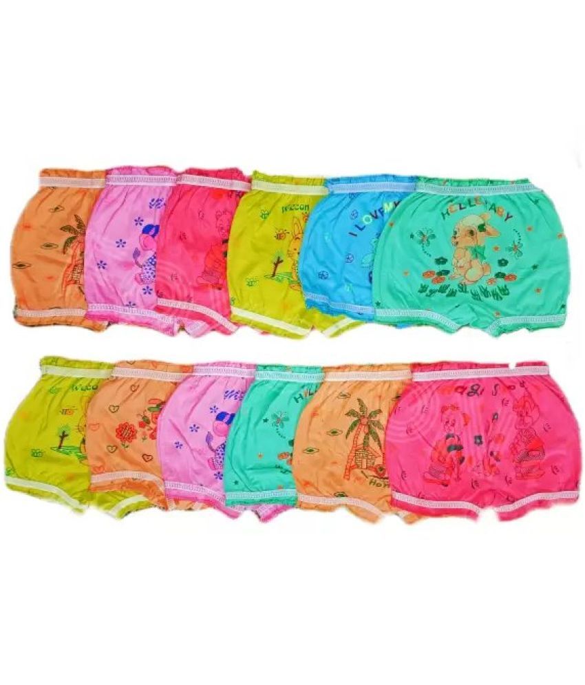     			CAVENDRES Pack of 12 Cotton Bloomers For Girls ( Multicolor )