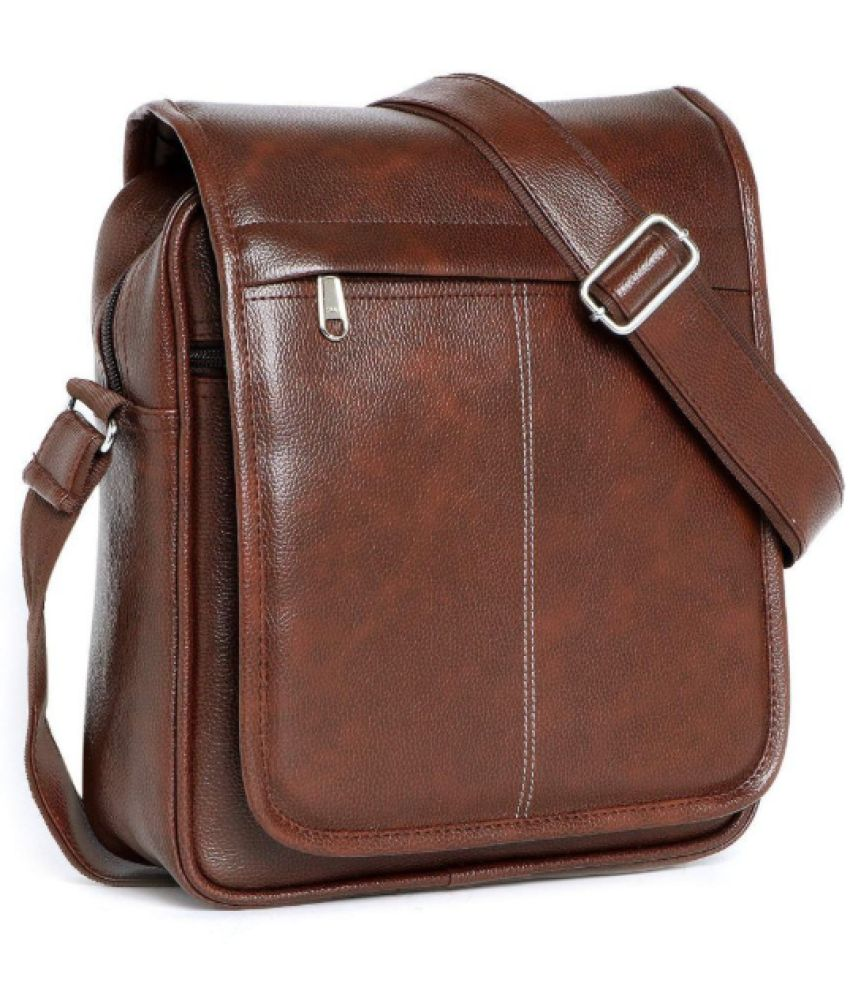     			Ropexo Brown Solid Messenger Bag