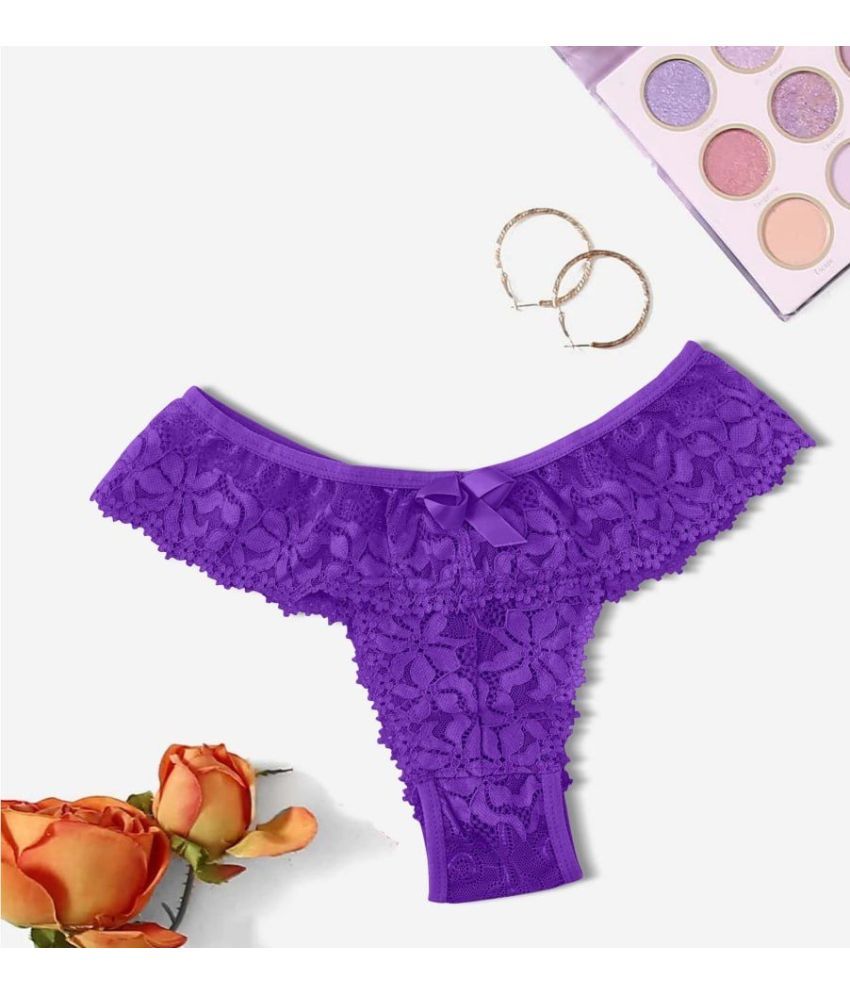     			VT VILLA Pack of 1 Lace Thongs For Women ( Purple )