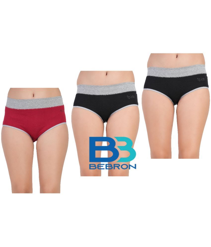     			Bebron Pack of 3 Cotton Lycra Hipster For Women ( Multicolor13 )