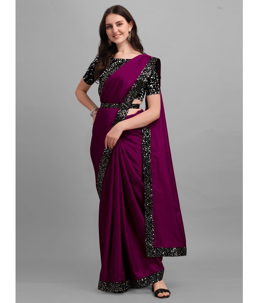     			Parmila Fashion Chiffon Embellished Saree With Blouse Piece ( Wine , Pack of 1 )