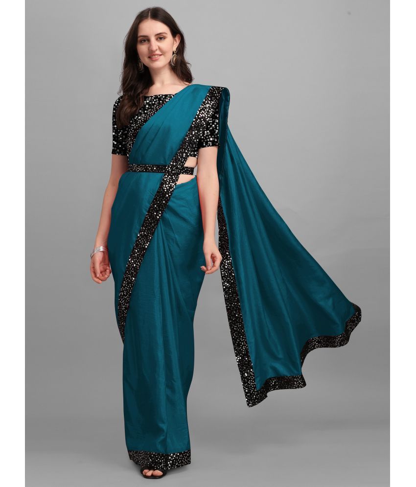     			Parmila Fashion Chiffon Embellished Saree With Blouse Piece ( Teal , Pack of 1 )