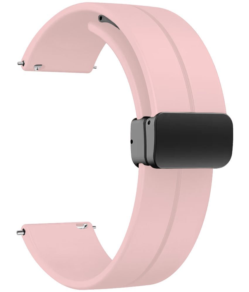     			ACM Watch Strap Silicone Belt Magnetic Clasp 22mm compatible with Fire Boltt Ninja Call Pro Max Flair Bsw128 Smartwatch Sports Hook Band Creame Pink