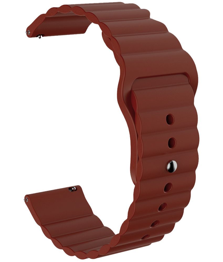     			ACM Watch Strap Wave Design Silicone Belt 22mm compatible with Fire Boltt Ninja Call Pro Max Flair Bsw128 Smartwatch Sports Band Brown