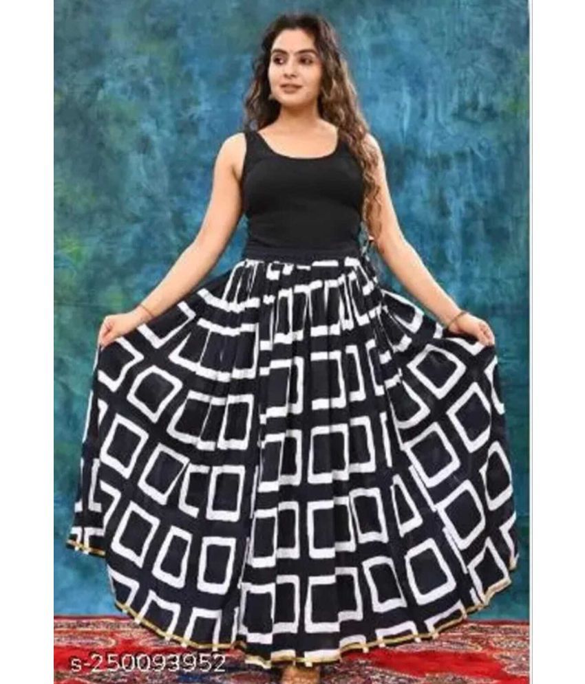     			Cotton India Black Cotton Women's Flared Skirt ( Pack of 1 )