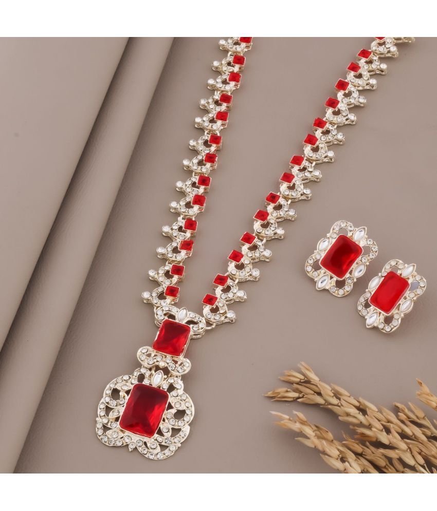     			Harsha Creation Red Alloy Necklace Set ( Pack of 1 )