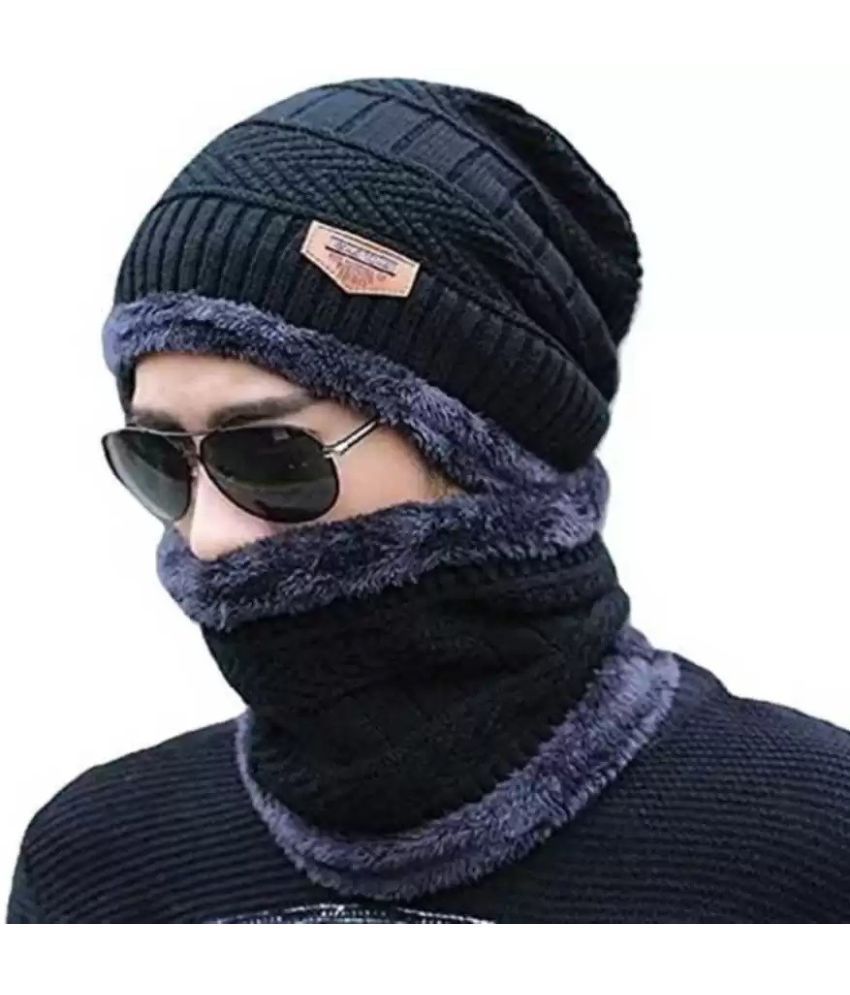     			Rozti Pack of 1 Woollen Men's Cap ( Black )