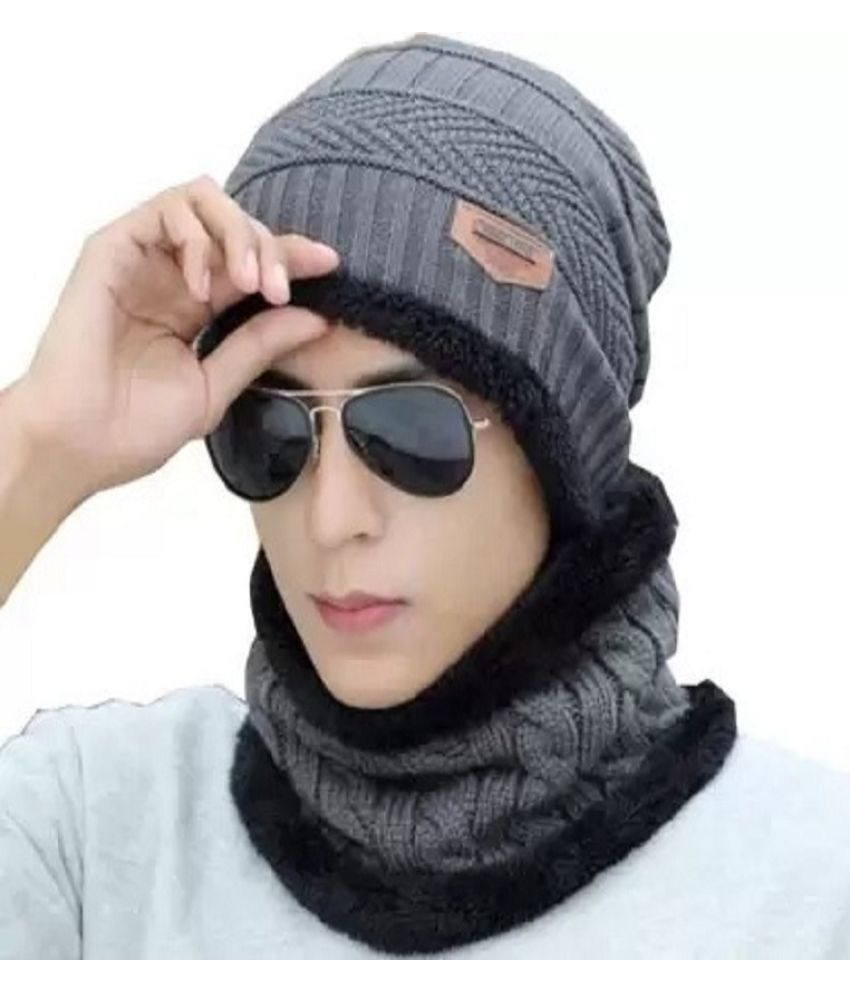     			Rozti Pack of 2 Woollen Men's Cap ( Grey )