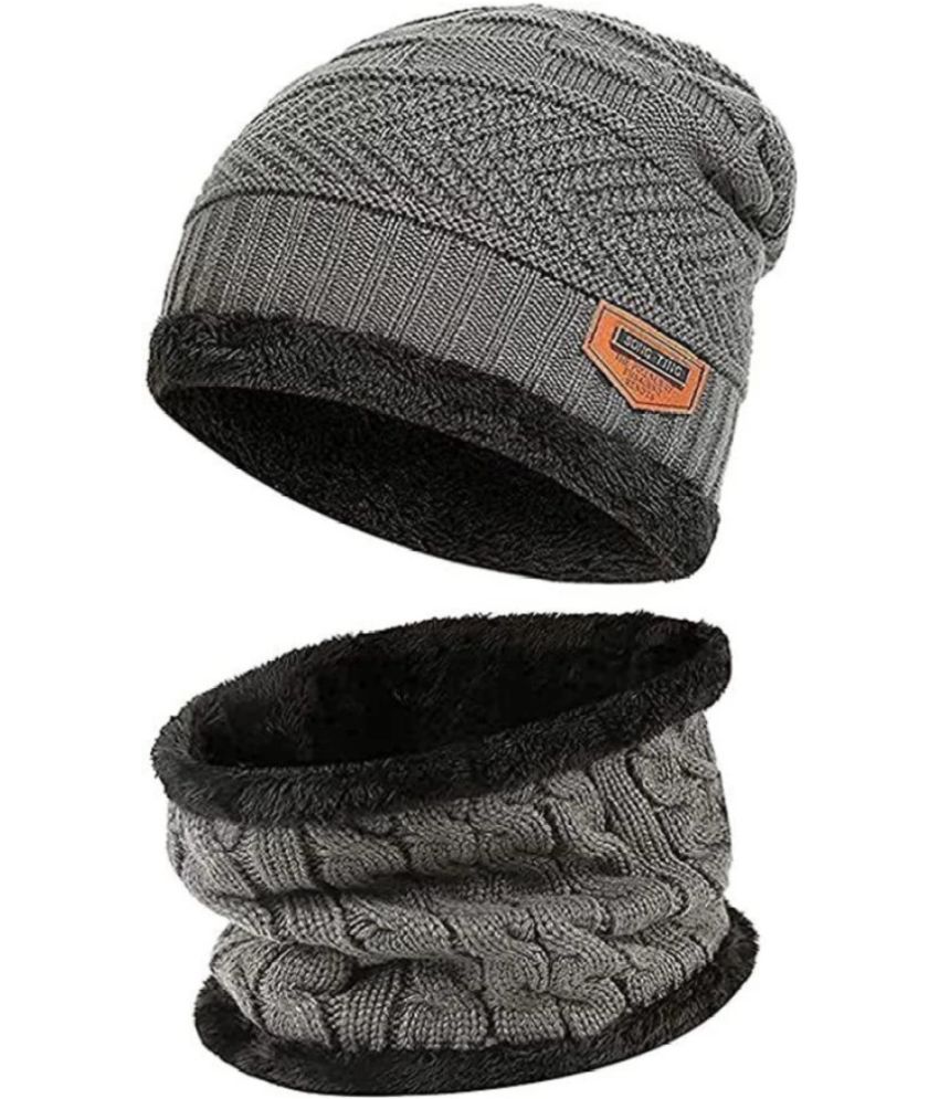     			Rozti Pack of 2 Woollen Men's Cap ( Grey )