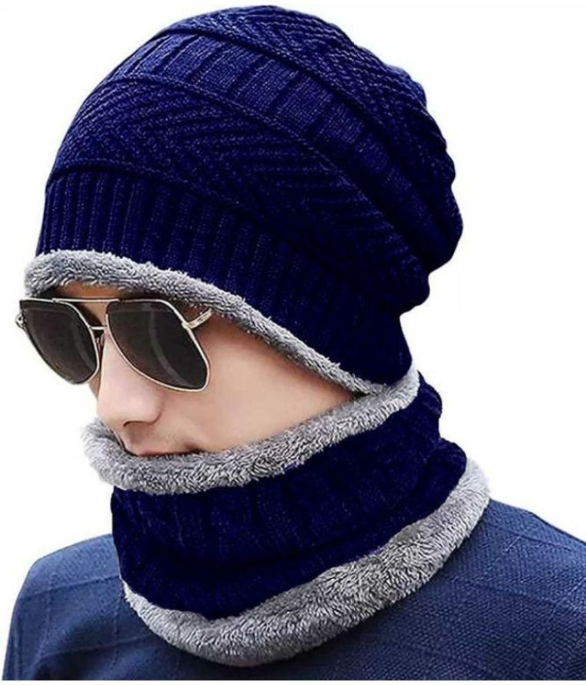     			Rozti Pack of 2 Woollen Men's Cap ( Navy )