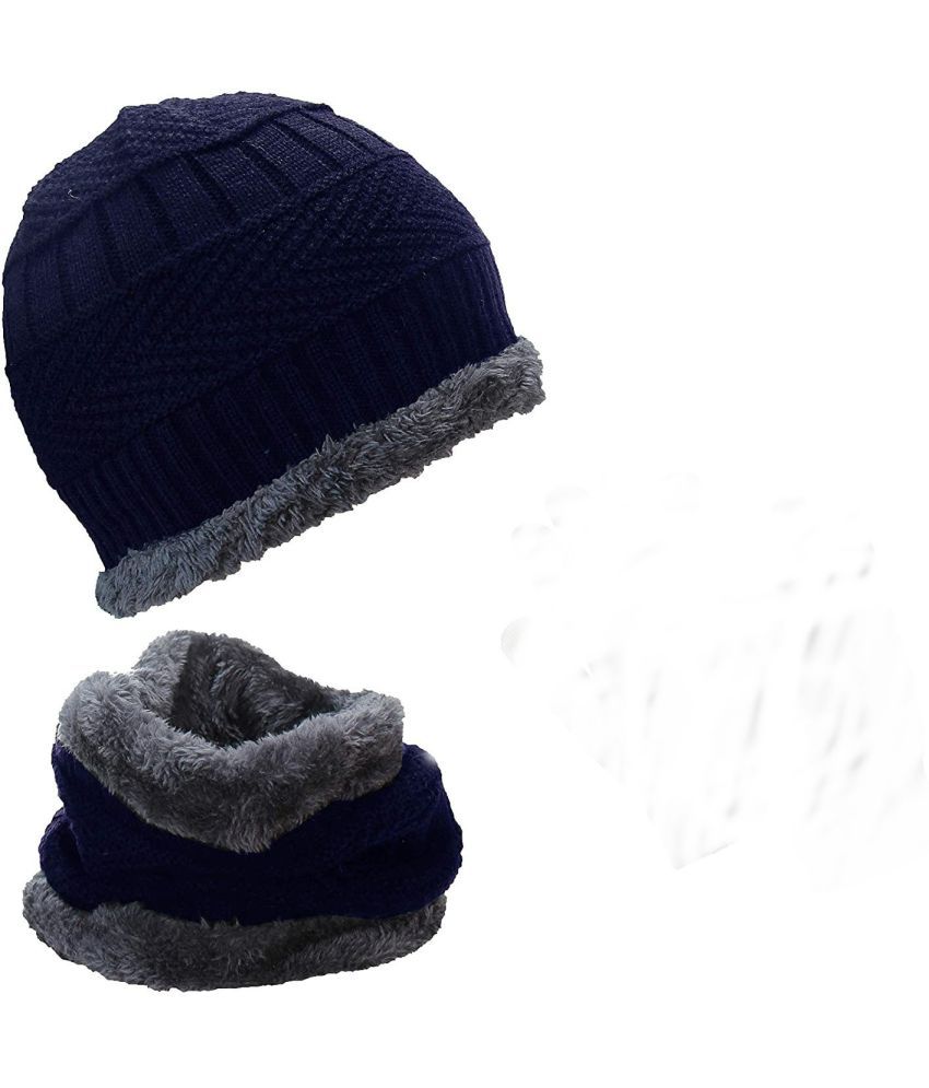     			Rozti Pack of 2 Woollen Men's Cap ( Blue )