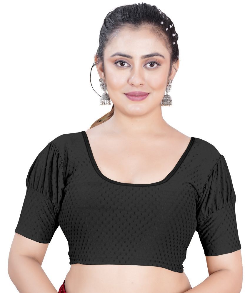     			DELTIN HUB Black Readymade without Pad Silk Blend Women's Blouse ( Pack of 1 )