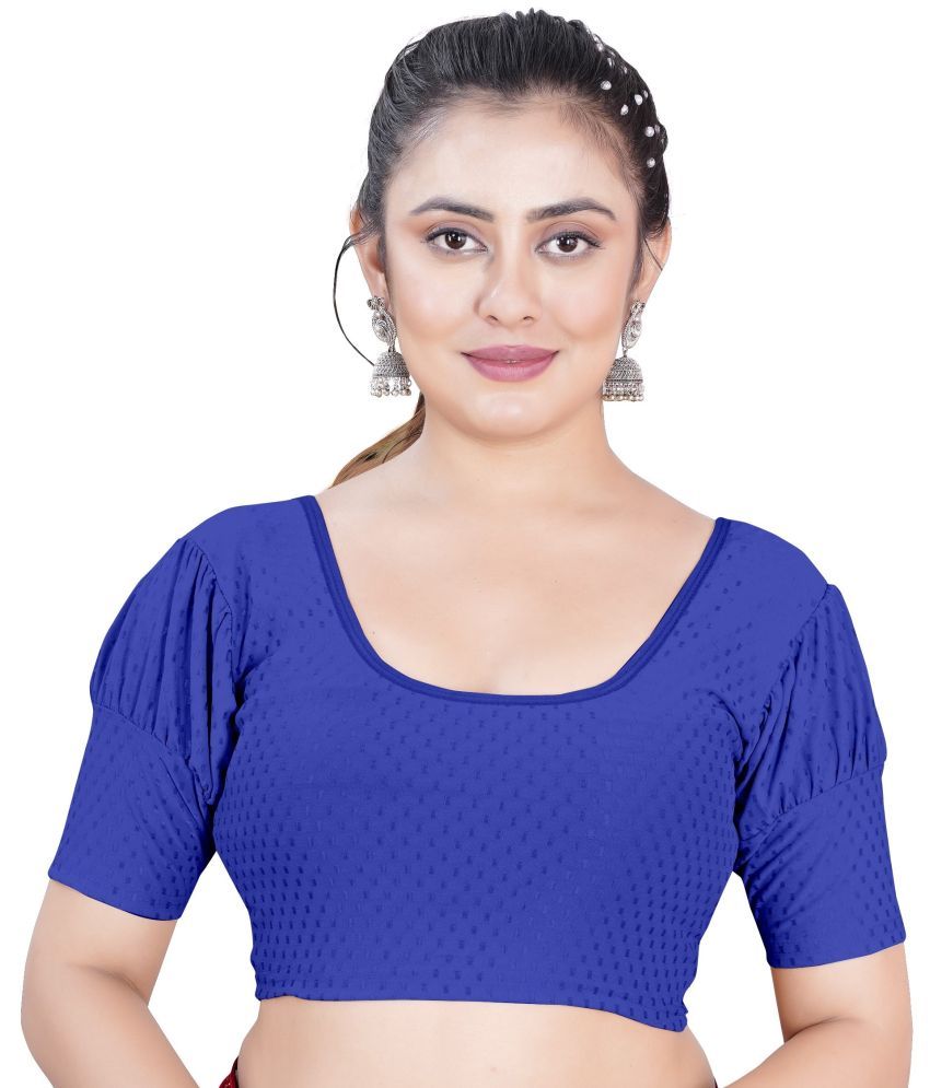     			DELTIN HUB Blue Readymade without Pad Silk Blend Women's Blouse ( Pack of 1 )