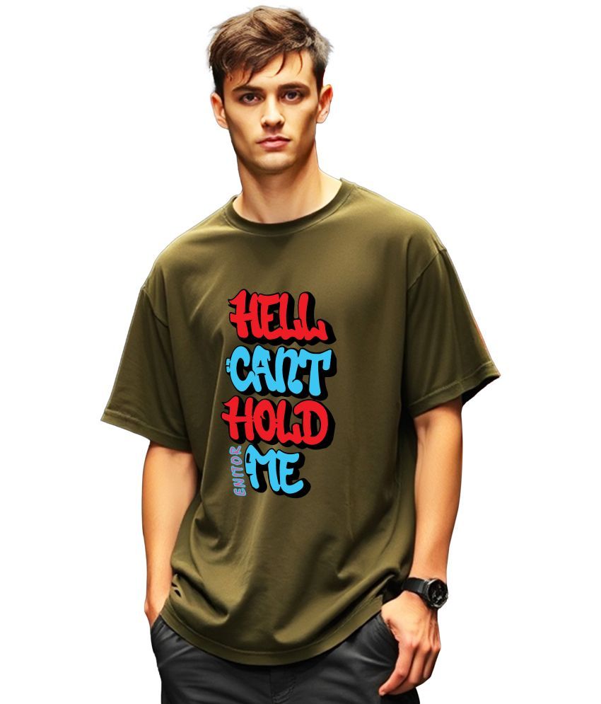     			ENITOR Cotton Oversized Fit Printed Half Sleeves Men's Round T-Shirt - Green ( Pack of 1 )