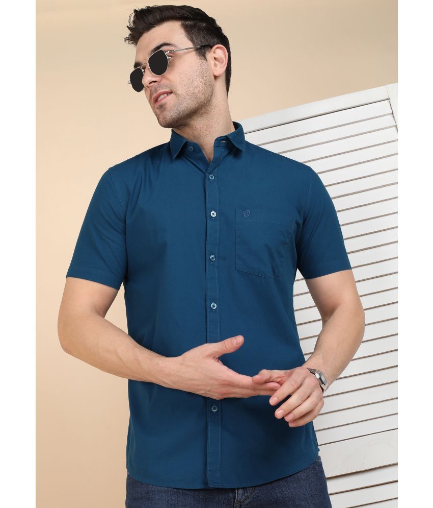     			SAM & JACK 100% Cotton Slim Fit Solids Half Sleeves Men's Casual Shirt - Blue ( Pack of 1 )