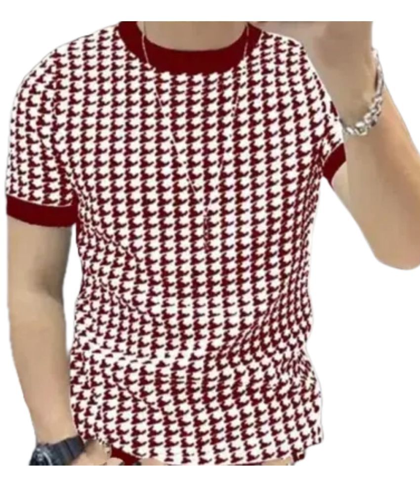     			Volex Polyester Regular Fit Printed Half Sleeves Men's Round T-Shirt - Maroon ( Pack of 1 )