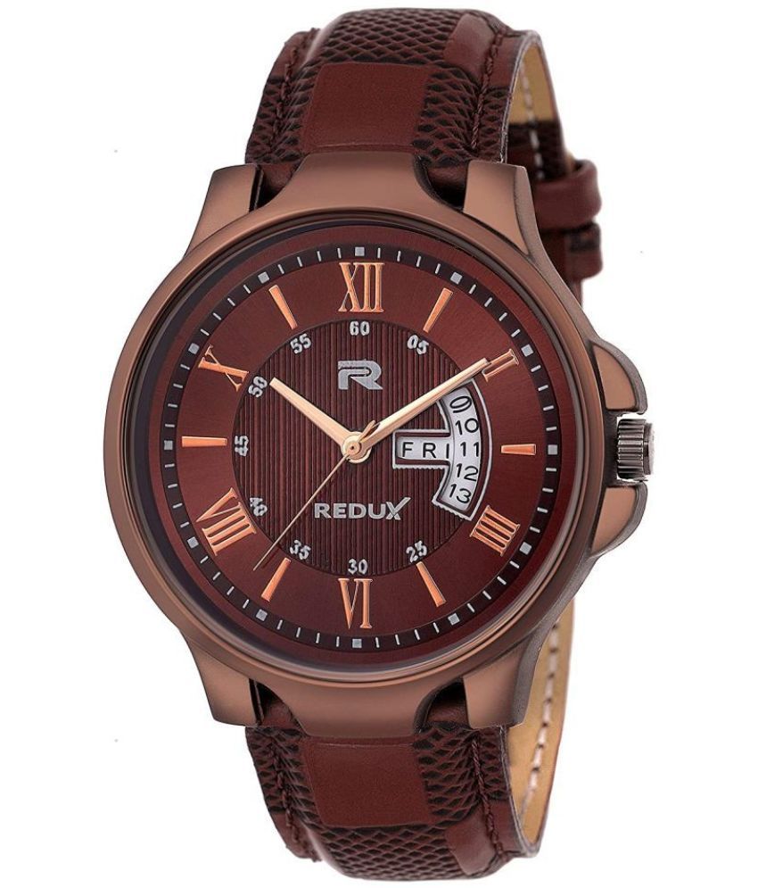     			YUKAX Brown Leather Analog Men's Watch