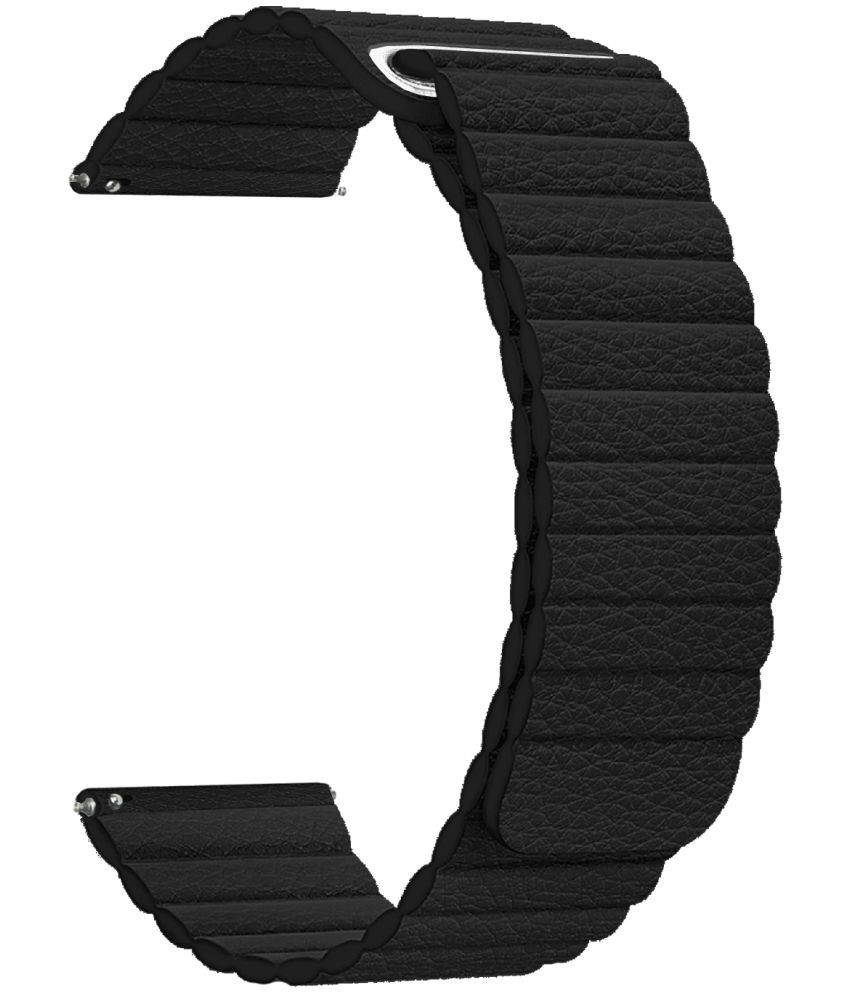     			ACM Watch Strap Magnetic Leather 20mm compatible with Croma Velocity Am Smartwatch Luxury Band Black