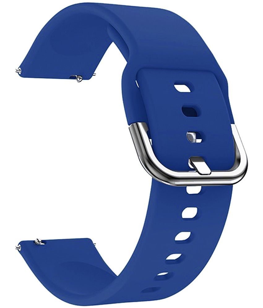     			ACM Watch Strap Silicone Belt 22mm compatible with Pebble Chrome Smartwatch Sports Hook Band Dark Blue