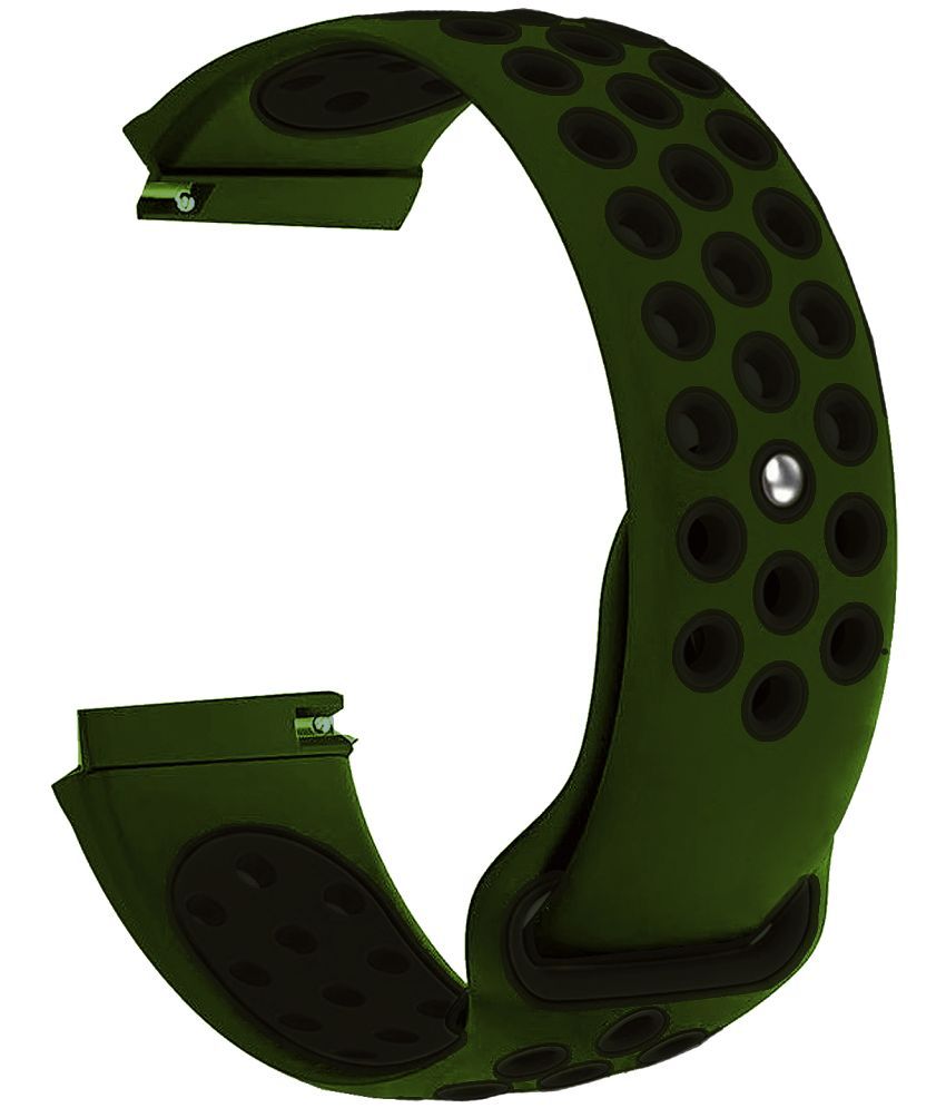     			ACM Watch Strap Silicone Belt 22mm compatible with Pebble Chrome Smartwatch Sports Dot Band Olive Green with Black