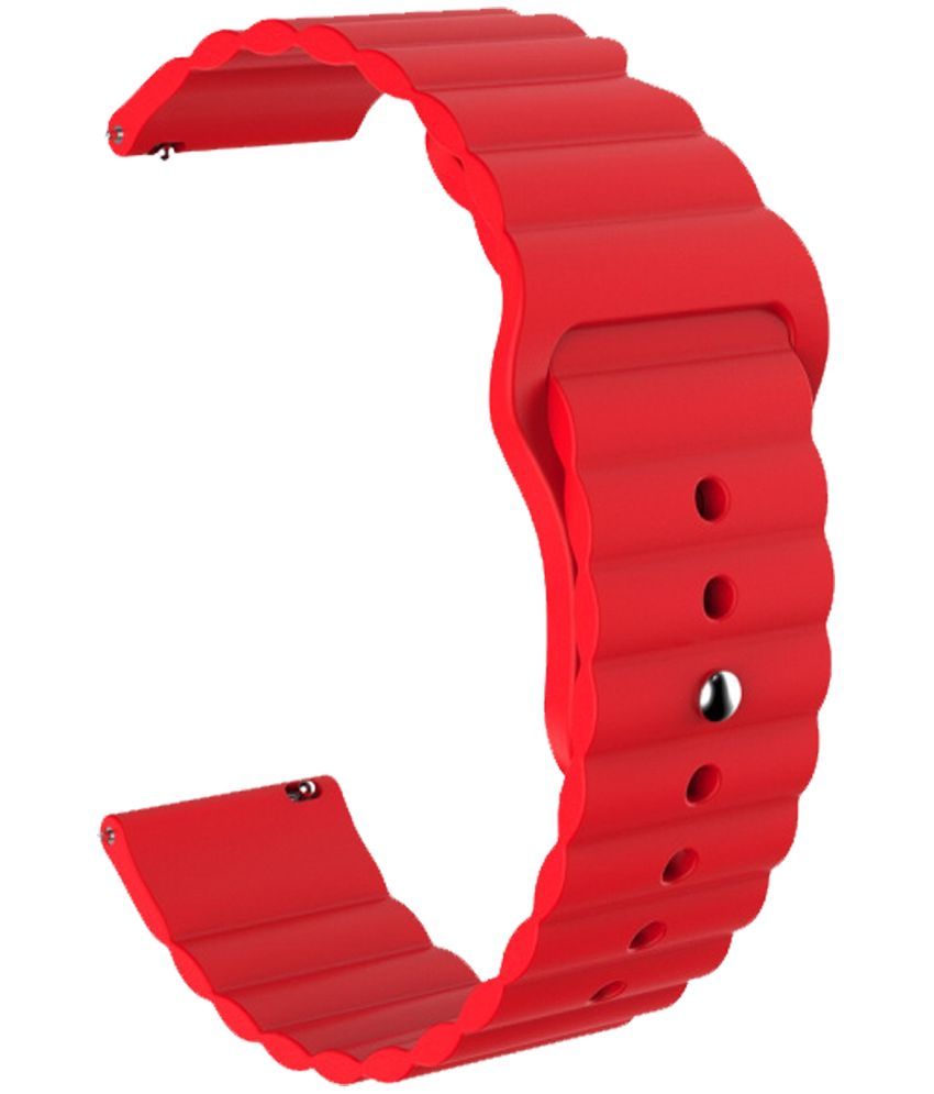     			ACM Watch Strap Wave Design Silicone Belt 22mm compatible with Play Playfit Dial 4s Smartwatch Sports Band Red