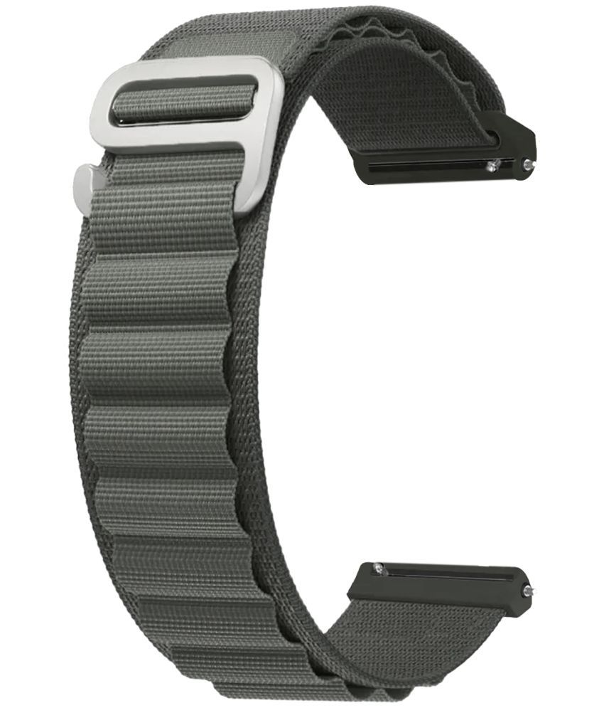     			ACM Watch Strap Nylon 22mm compatible with Fire-Boltt Talk Alpha Bsw205 Smartwatch Sports Hook Band Grey