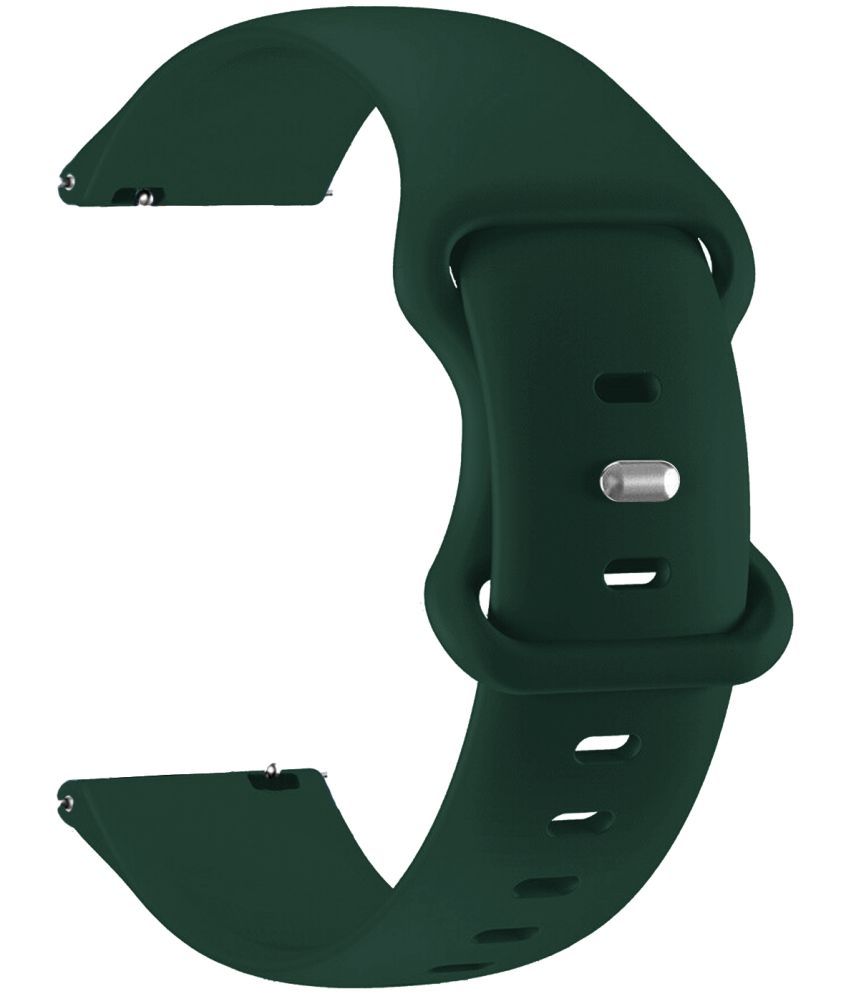     			ACM Watch Strap Silicone Belt 22mm compatible with Pebble Vast Smartwatch Sports Dual Closure Band Dark Green